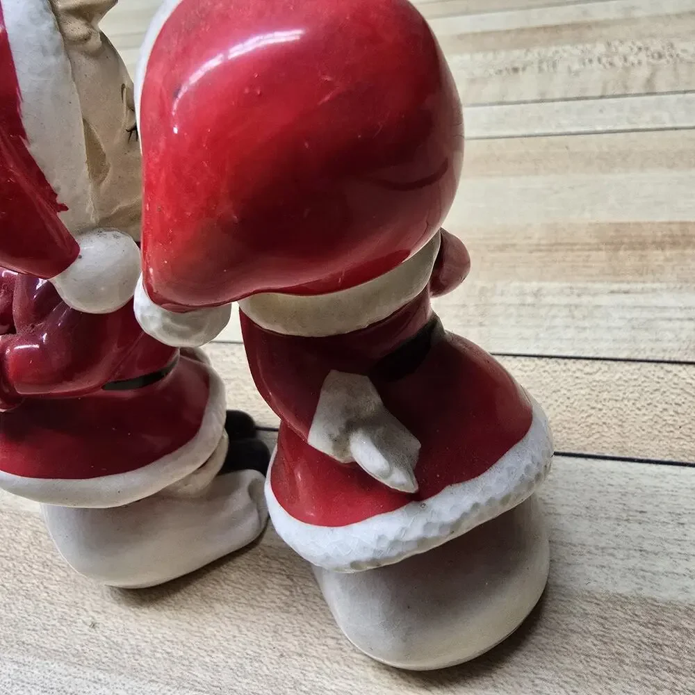 Vintage Kissing Santa Boy &‎ Girl Santa Claus Porcelain Figurines SR Japan